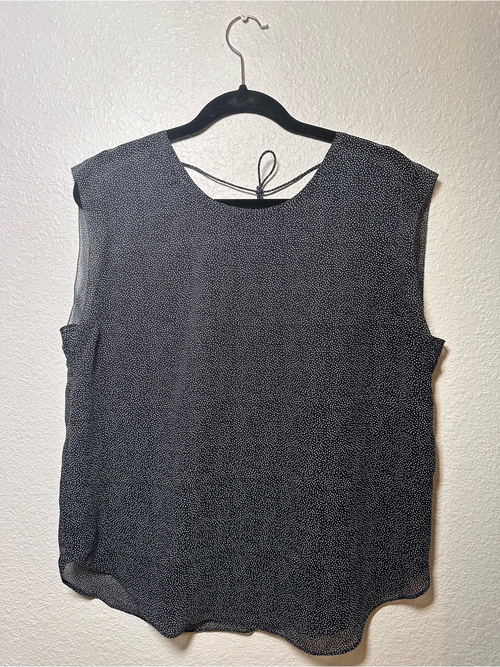 Gentle Fawn // Tie Back Tank Blouse Black and White Micro Dotted Sleeveless Cami